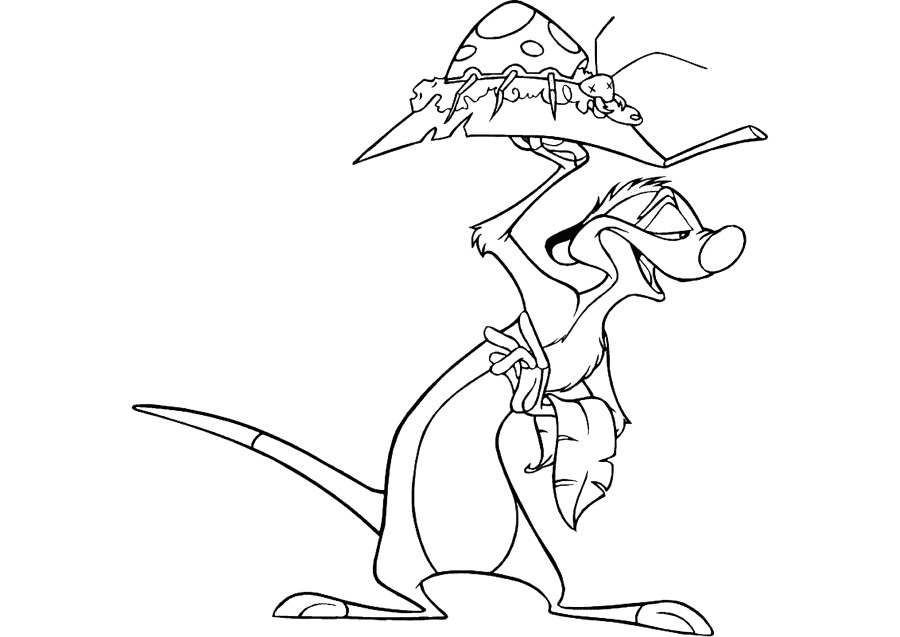 Timon e um chapéu com um besouro